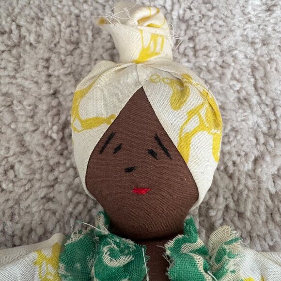 Handmade Fabric Folk African American Doll With Kaiser Stand Soft face and limbs - Picture 10 of 10